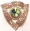 UNS13 champagne triangular rivoli brooch pin